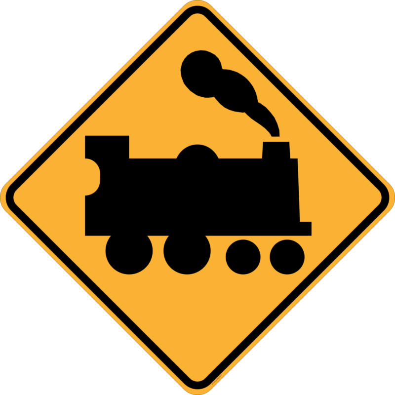 W7-7(R) Railway Crossing Ahead (Passive Control) (right symbolic)