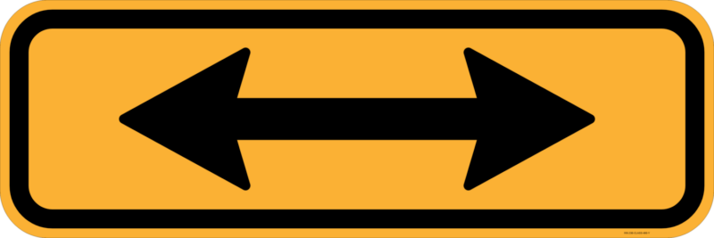 W8-23 Crossing Arrows (Double Ended Arrow) (Supplementary Sign)