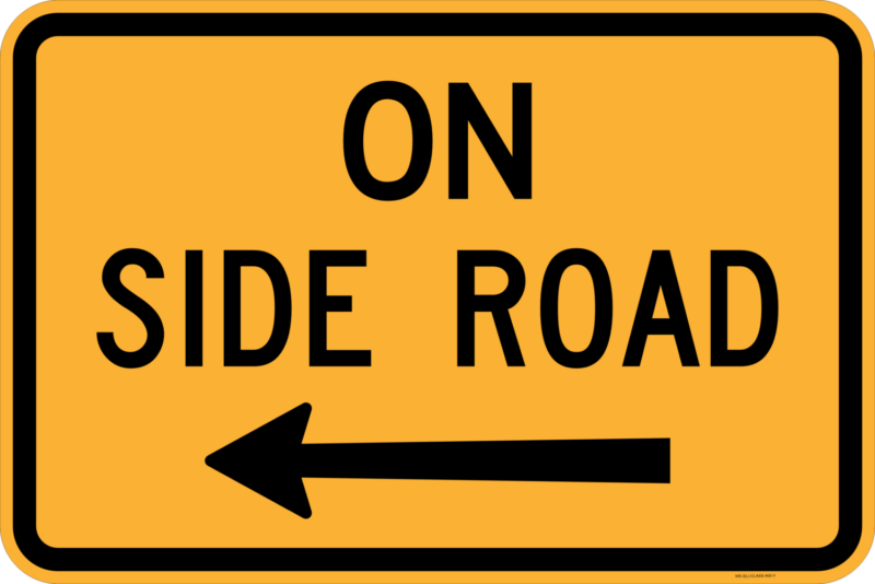 W8-3(L) On Side Road (left)